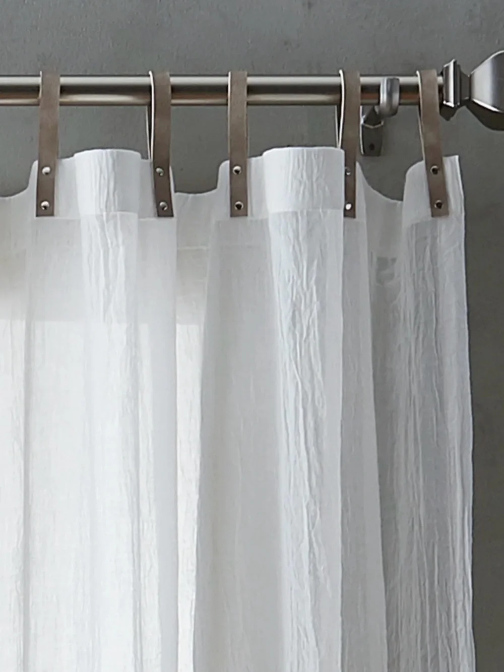 DKNY White Curtain 2 Panels with Taupe Tabs 78”x49”